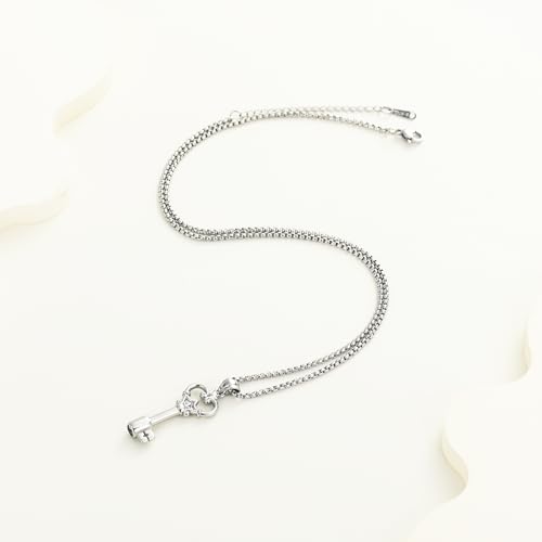 Memorial Cremation Jewelry Heart Key Urn Necklaces for Ashes Silver