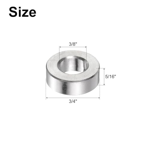 uxcell 50-piece stainless steel round spacers, 3/8-inch bore, 3/4-inch OD, 5/16-inch length for M10 screws and bolts