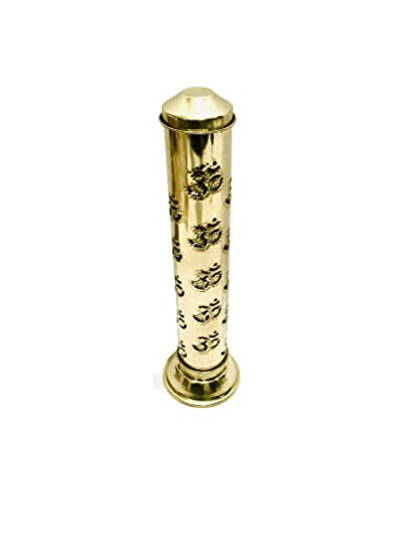 Om Brass Incense Holder Burner Holder Agarbatti Stand/Navaratri/Navratri/Diwali Pooja Aarti Ash Catcher for Home,Inddor,Temple Pooja Tower Stand for Positive Energy Size- Height- 10.2 inch
