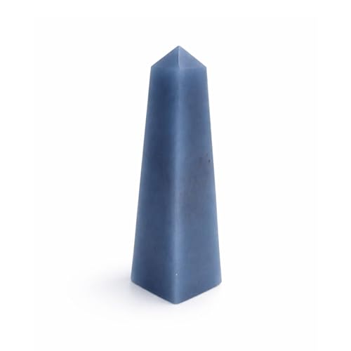 Angelite Crystal Obelisk Tower - Real Crystals for Reiki, Meditation & Throat Chakra Healing - Natural Blue Stone from Peru - Ideal for Calming - Gift for Birthday, Mother's Day (5 to 6 oz) 5 to 6 Ounce