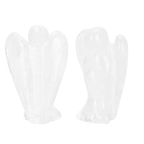 Clear Quartz Crystal Angel Figurine, Exquisite Carving for Home Decoration, Nature Stone for Family, Friends(White Crystal Material)