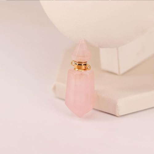 Cremation Jewelry Urn Necklaces for Ashes for Women Men, Natural Crystal Stone Memorial Keepsake Pendant Urn Locket for Human Ashes Holder Pink