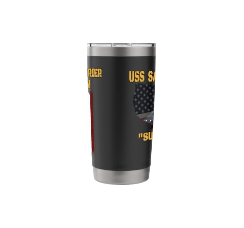 Aircraft Carrier USS Saratoga CV-60 Veterans Day Fathers Day Stainless Steel Insulated Tumbler Black 20 Ounces