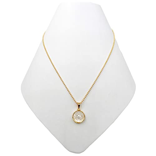 SIFRIMANIA Saint Benedict Mother of Pearl Medal Necklace Gold Plated Ball Chain Handmade