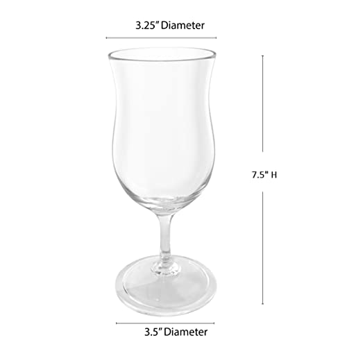 Lily's Home Unbreakable Plastic Hurricane Glasses. Stemmed Cocktail Glasses made of Shatterproof Plastic and Ideal for Pina Colada, Daiquiri and Iced Tea. Reusable, 14 oz. Each, Set of 4 (Clear) Clear