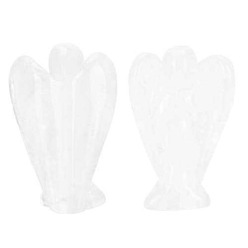 Clear Quartz Crystal Angel Figurine, Exquisite Carving for Home Decoration, Nature Stone for Family, Friends(White Crystal Material)