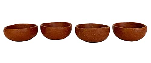 Red Clay Mezcal Copitas - Handmade in Oaxaca, Mexico - Pack of 4 (Wide Mouth - Shallow) Wide Mouth - Shallow