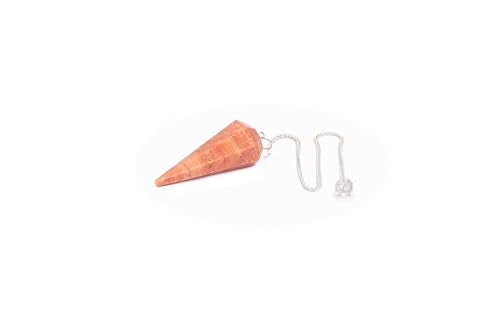 L PEDRA & CRYSTAL Peach Aventurine Pendulum for Dowsing & Meditation | Natural Gemstone Crystal Pendulum with Chain | Faceted Point Spiritual Tool for Divination, Chakra Practices & Crystal Collection