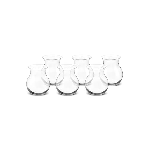 KARACA Refikadan Tatlıcan Elegant Tea Glass Set of 6, Clear Turkish Tea Cup Glasses, 200 ml Curved Design Drinkware, Glass Cups for 6 People, Dishwasher Safe Tatlıcan Elegant Set of 6