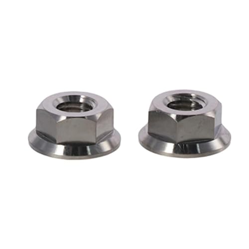 FEIYING titanium DIN6923 M8 hex flange locknuts, full-thread plain finish, pack of 6