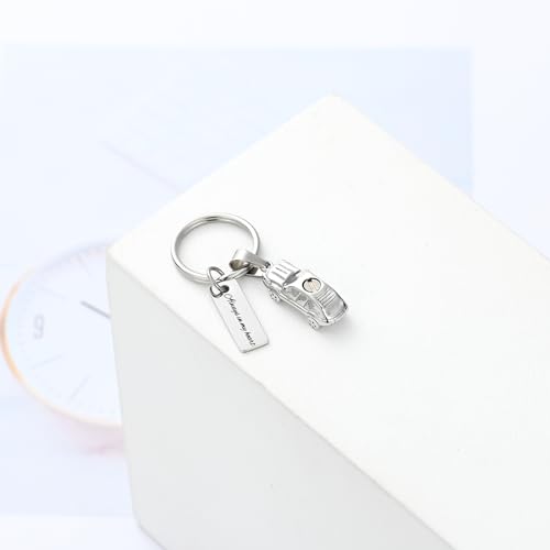 XSMZB Mini Car Cremation Jewelry Memorial Urn Necklace for Ashes Stainless Steel Pendant Human Pet Ashes Holder Keepsake Gift for Men Women Silver Keychain