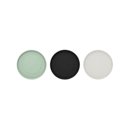 Brabantia 3pc Stackable Glass Food Jars (Mixed Colors) 0.08 + 0.16 + 0.3 Gal Heat-Safe, Dishwasher-Safe, Air-Tight Pantry Organizers Gray / Jade Green 3 Pack