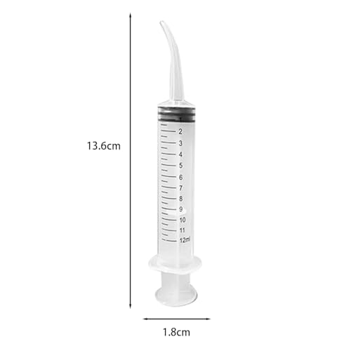 Sarini 4 Pcs Dental Syringe for Flushing, Dental Syringe, Measuring Syringe, Cleaning Syringe, Oral Irrigator, Curved Syringe Tip, Feeding Injection Tool with Curved Syringe Tip