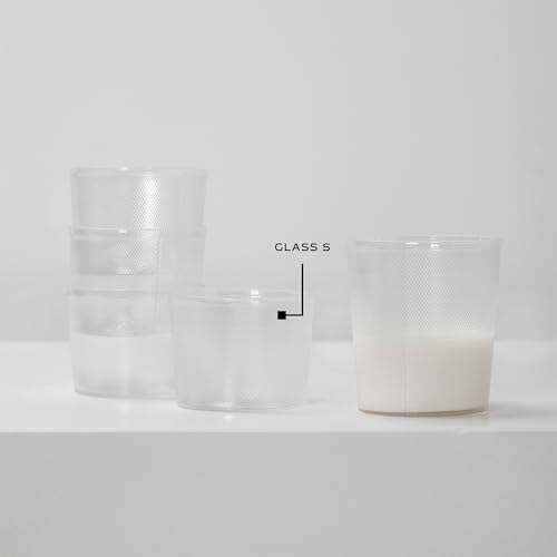 Serax Small Drinking Glasses Set of 4 | La Nouvelle Table glassware by Merci | Ribbed Clear Water Glass Cups without Lids | Home Essentials, Kitchen Set | Suitable for Beer, Juice | Coffee Accessories Small Glasses