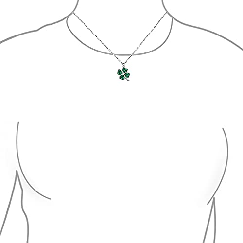 Bling Jewelry Celtic Saint Patrick's Irish Good Luck Sparkling Green Crystal Clover Shamrock Dangle Pendant Charm Necklace For Women Teens .925 Sterling Silver