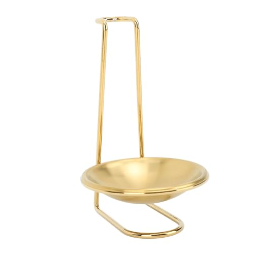 Zerodis Stainless Steel Soup Ladle Holder, Upright Spoon Ladle Rest Kitchen Countertop Utensils Rack for Hotpot Restautant Buffet Fast Food Restautant Kitchen Decor Tool (Golden with 1 Golden With 1 Plate