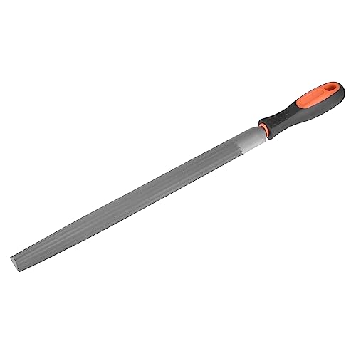 uxcell 12-inch high carbon steel half round file with double-cut surface and rubber grip handle