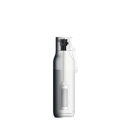 LARQ Bottle Filtered – Insulated Stainless Steel Water Bottle with Filter Straw, Removes Chlorine, PFAS Lead, BPA-Free Leak Proof Flip Top, 24h Cold for Travel Gym Office, 25 oz, Granite White 25 Ounces