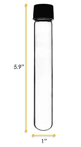 EISCO 24PK Test Tubes, 50ml - Bakelite Screw Cap with Rubber Liner - Borosilicate 3.3 Glass - 5.9" x 1" - Round Bottom - Leak Proof 24
