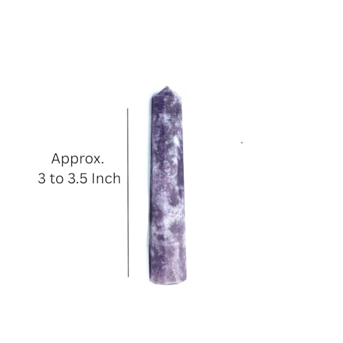 Jet Lepidolite Obelisk Tower - Natural Polished Crystal Point for Home Decor & Desk Display, Calming Lavender Stone, Gift-Ready (3-3.5 Approx).
