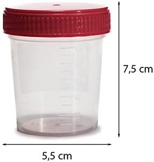 [Australia - AusPower] - SUMEDTEC 10 Pack (120ml) Sterile Urine Analysis Containers with Airtight Lid and Name Tag 