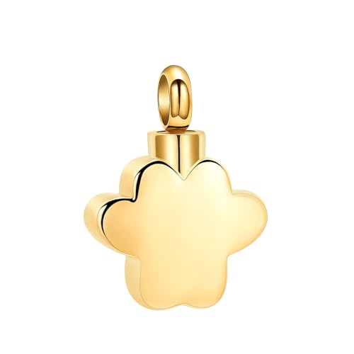Paw Print Urn Necklaces for Ashes Pet Cremation Jewelry Gold