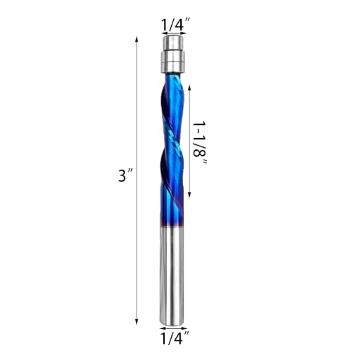 Flush Cut Trim Router Bits 1/4 inch Shank Down Cut Solide Carbide 2 Packs