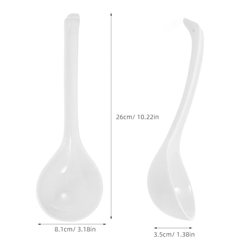 Porcelain Soup Ladle 10.2 Inch Large Bone China Chinese Soup Spoon Dishwasher and Microwave Safe for Pho Ramen Cooking and Serving