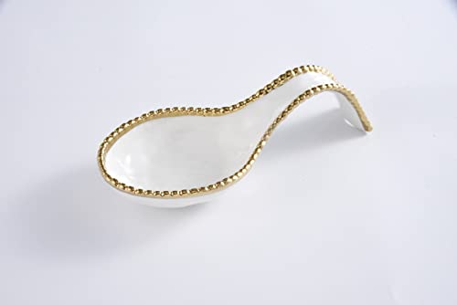 Pampa Bay Golden Salerno Spoon Rest White with Gold trim