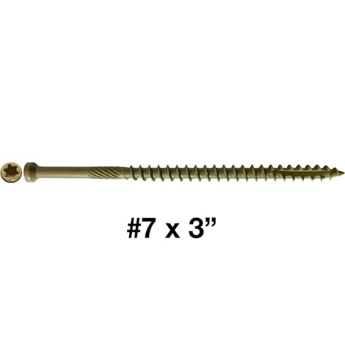Jake Sales #7 x 3-inch bronze-coated wood screws with tiny finish heads and Torx star drive, 1-pound pack