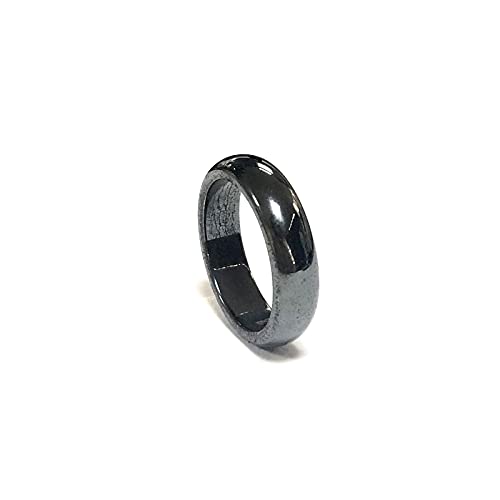2Pcs Punk Magnetic Hematite Rings Couple Black Stone Anxiety Balance Rings Absorb Negative Energy and Break for Women Men 10