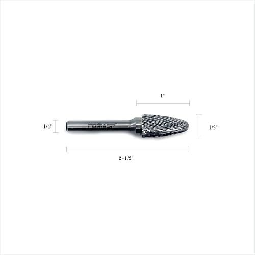 FOMASP SF-5 tungsten carbide rotary burr double-cut set for metal and wood, 1/4-inch shank, 3 pieces