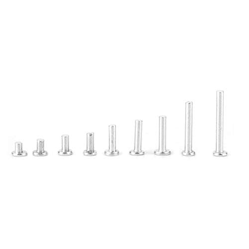 Ginyia M2.5 flat head solid aluminum rivets, 450-piece assortment in 3mm–20mm lengths