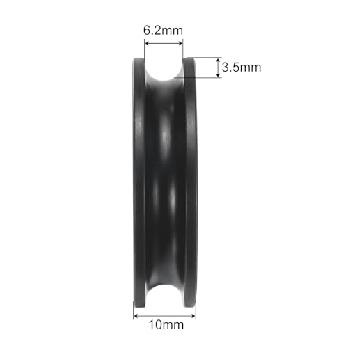 sourcing map 4pcs U608ZZ Nylon Pulley U-Groove Ball Bearing 8x40x10mm U Groove Roller Wheel (GCr15) Chrome Steel Bearings, ABEC3 Black 4