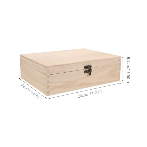Unfinished Jewelry Box DIY Wooden Trinket Wood Storage Box Keepsake Jewelry with Locking Clasps for Rings Earrings Necklaces