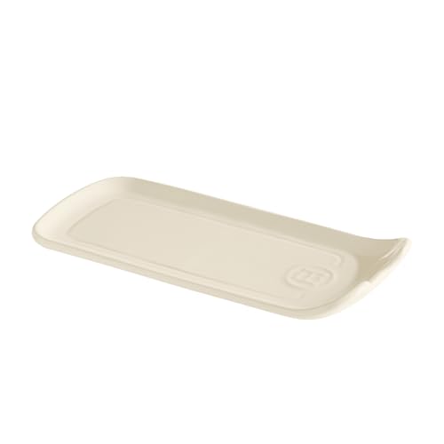 Emile Henry ceramic spoon rest in clay, 9x4 inches, designed to hold cooking spoons and utensils, made in France.
