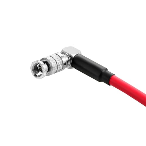 Alvin's Cables 12G Micro BNC to BNC Female Adapter Cable, High Density 4K UHD Video Coaxial Cable, 75 Ohm Ultra-Soft for Blackmagic Video Assist 5" Monitor, Right Angle Micro BNC Red 7.9inches