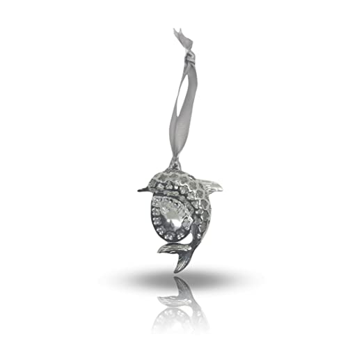 Blue Dolphin Bling Rhinestone Christmas Ornament, Garnet
