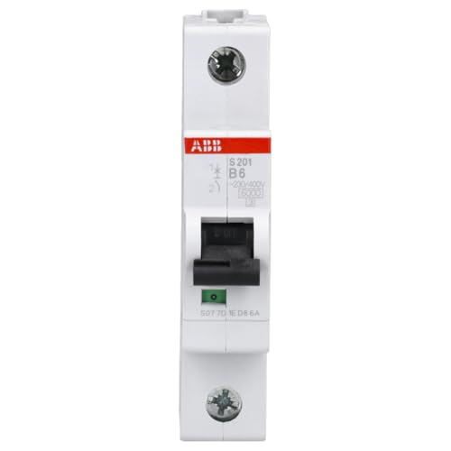 Heitronic 43650 ABB circuit-breaker 1-pole 6A B-characteristics DIN VDE 0641 | B-characteristic fuse for DIN rail mounting, switching capacity 6 kA professional screw terminal 2CDS251001R0065