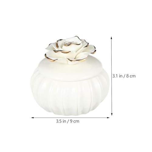 Abaodam Ceramic Jewelry Box with Lid Portable Rose Design Storage Container Small Jewelry Case for Home Travel Driving Carrying Large Capacity Organizer
