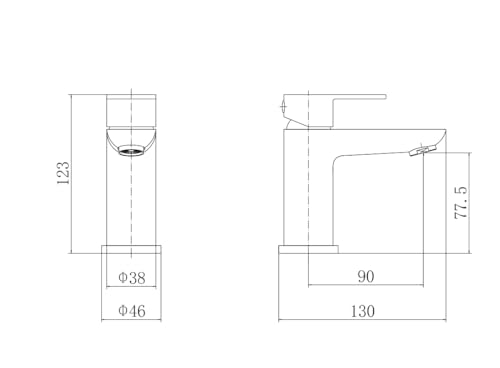 Basin Mixer Tap – Chrome Finish Single Lever Bathroom Sink Mixer | Deck Mounted, Hot & Cold Water | Modern Compact Tap with Flexible Connectors (Flat) Flat