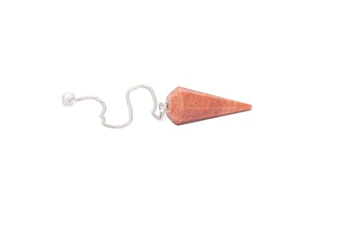 L PEDRA & CRYSTAL Peach Aventurine Pendulum for Dowsing & Meditation | Natural Gemstone Crystal Pendulum with Chain | Faceted Point Spiritual Tool for Divination, Chakra Practices & Crystal Collection