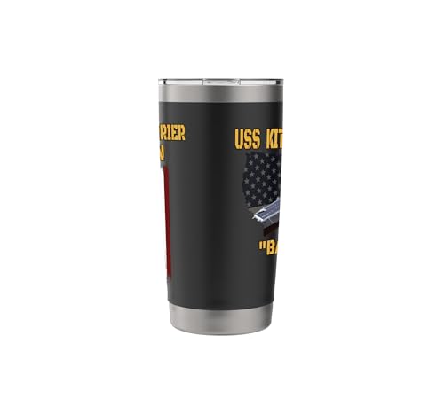 Aircraft Carrier USS Kitty Hawk CVA-63 Veterans Day Fathers Stainless Steel Insulated Tumbler Black 20 Ounces
