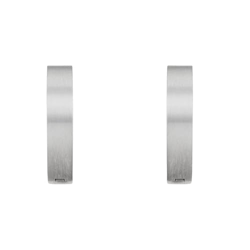 AMOR - AMR-E0131 Men's Stainless Steel Earrings - Silver - Cross Hoop Earrings