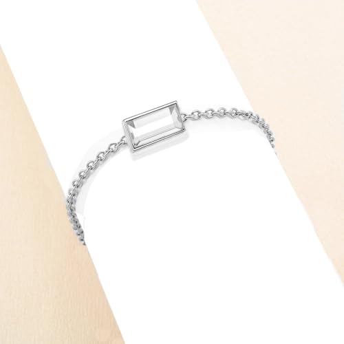 RIPFEVURN Bar Cremation Jewelry Urn Bracelet for Ashes for Women Small Glass Cube Memorial Ashes Keepsake Link Bracelet Silver-White
