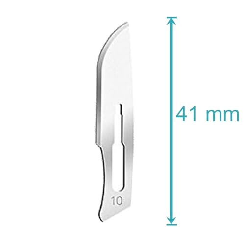 May Scalpel Set: Stainless Steel Handle No.3 and 10 Carbon Steel Blades | Precision knife for crafts, model making and foot care. 13 cm alloy steel handle with 10 sterile blades. Figure 10.