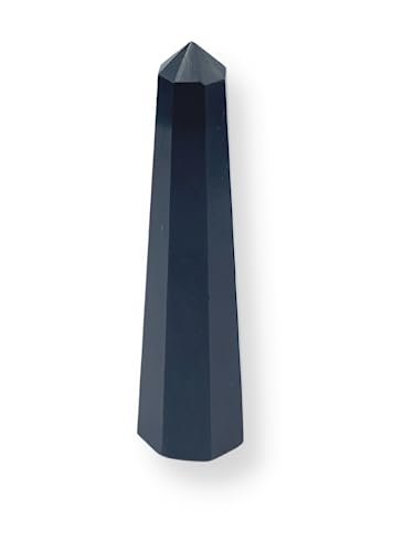 GEMSCITE (3.50-4 inch) Black Obsidian Gemstones Obelisk Tower Jumbo Facet Aura Rock Crystal Natural Polished Earth Wand Spirit