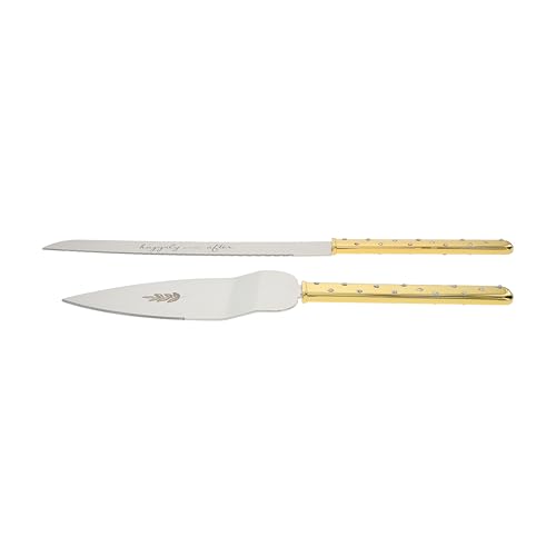 Pavilion Gift Company - Happily Ever After - Gold & Silver Knife And Server Wedding Cake Ceremony Husband Wife Mr Mrs Couple Bride To Be Event