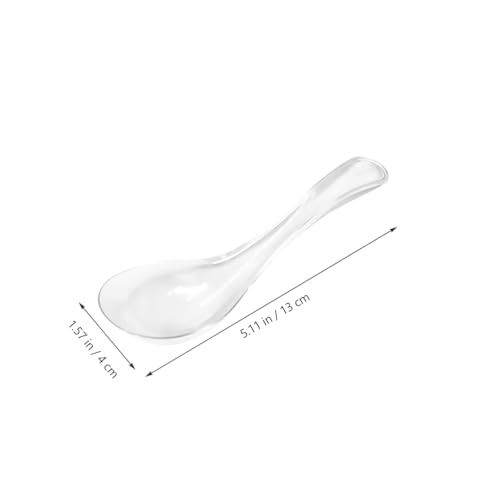 VOSAREA 2pcs Clear Glass Spoons Asian Soup Spoons Glass Foods Spoons Chinese Soup Spoons Asian Rice Spoon Japanese Wonton Soba Ramen Noodle Spoon (Pack of 2) 13.50X5.00X4.00CM (Pack of 2)