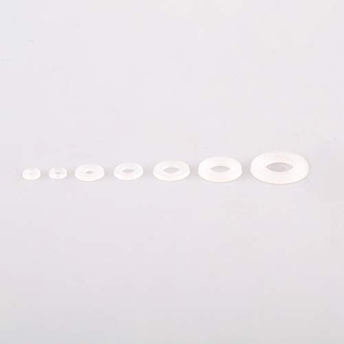 szzijia white nylon flat washers, 500-piece set for M2, M2.5, M3, M4, M5, M6, and M8 screws and bolts